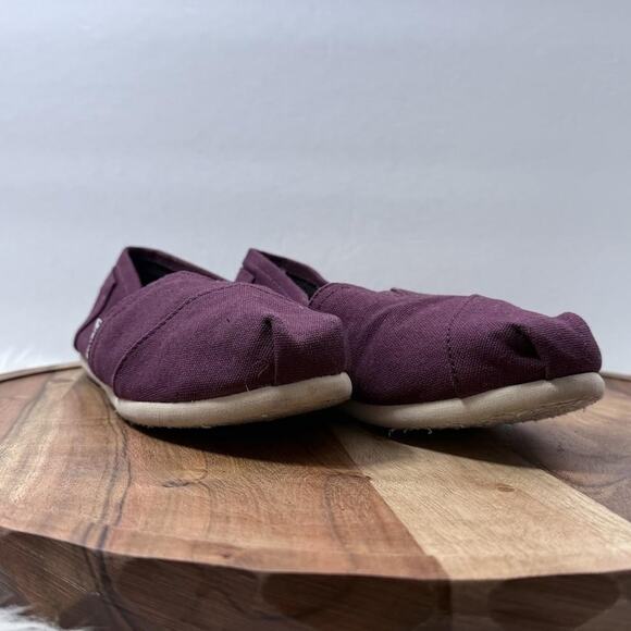 TOMS Shoes Womens Size 7 Burgundy Classic Alpargata Slip On Flats Canvas Comfort - Picture 12 of 14